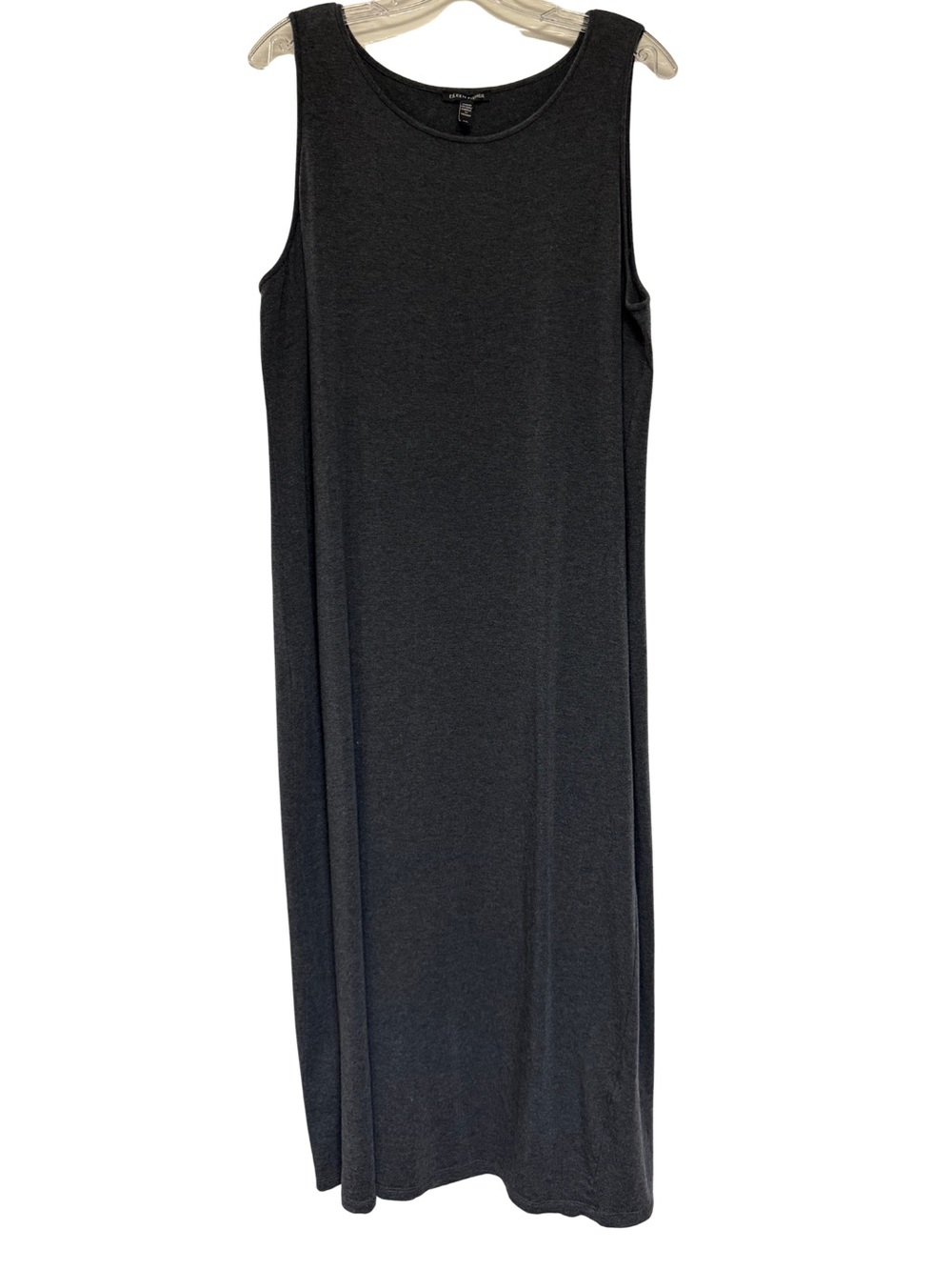 Eileen Fisher Charcoal Gray Tencel Lyocell Tank Maxi Dress Size L Minimalist